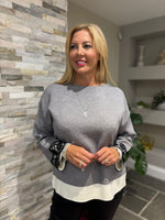 Grey Trim Detail Knit Sophie